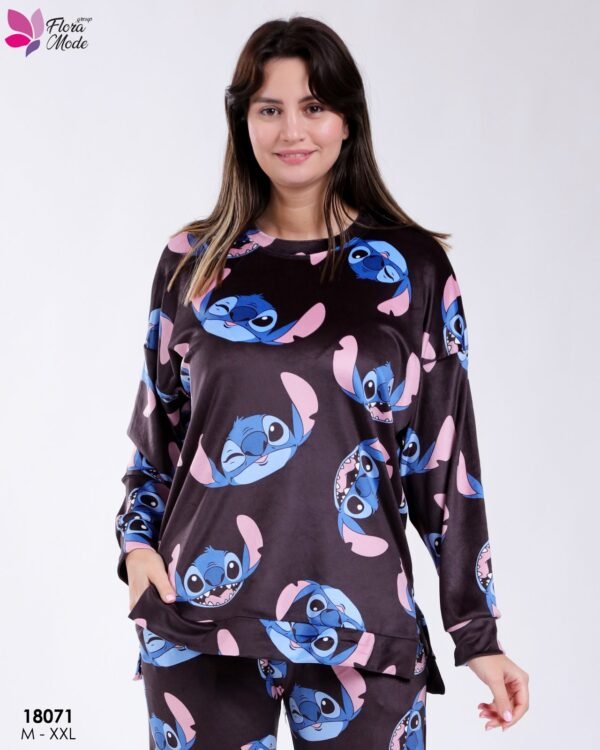 Flora Mode Pyjama imprimé Stitch – Réf 18071 – Noir