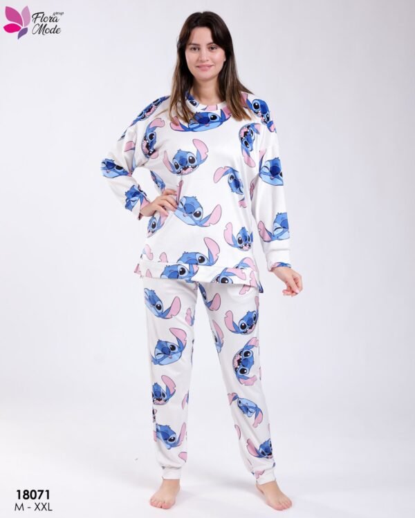 Flora Mode Pyjama imprimé Stitch – Réf 18071 – Écru