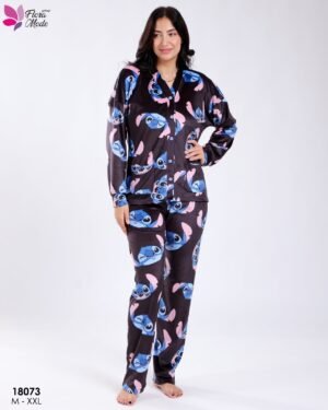 Flora Mode Pyjama chemise imprimé Stitch – Réf 18073 – Noir