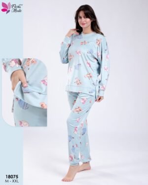 Flora Mode Pyjama imprimé Winnie – Réf 18075 – Vert d'eau
