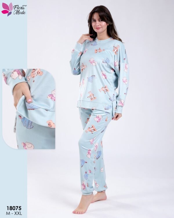 Flora Mode Pyjama imprimé Winnie – Réf 18075 – Vert d'eau