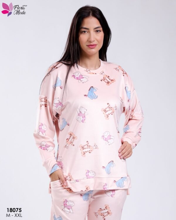 Flora Mode Pyjama imprimé Winnie – Réf 18075 – Rose pâle