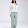 Flora Mode Pyjama haut à pois nœuds – Réf 18085 – Vert sauge