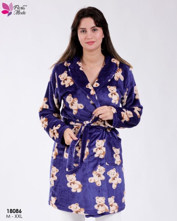 Flora Mode Robe de chambre polaire oursons – Réf 18086 – Bleu marine