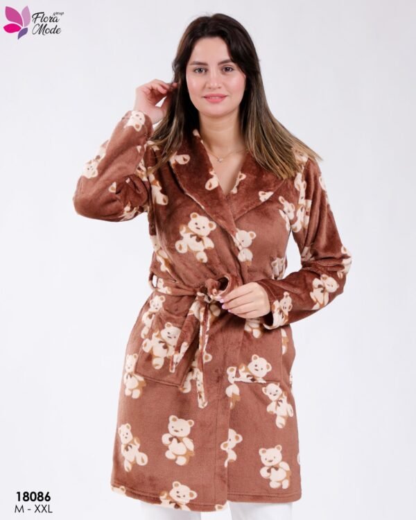 Flora Mode Robe de chambre polaire oursons – Réf 18086 – Marron