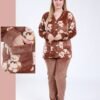 Flora Mode Pyjama polaire boutonné oursons – Réf 18089 – Marron