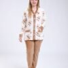 Flora Mode Pyjama polaire boutonné oursons – Réf 18089 – Écru et camel