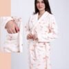 Flora Mode Robe de chambre polaire flamants – Réf 18091 – Écru et corail