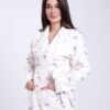 Flora Mode Robe de chambre polaire flamants – Réf 18091 – Écru et lilas