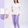 Flora Mode Pyjama polaire imprimé flamants – Réf 18096 – Écru et lilas