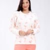 Flora Mode Pyjama polaire imprimé flamants – Réf 18096 – Écru et corail