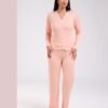 Flora Mode Pyjama côtelé nœuds – Réf 18098 – Pêche