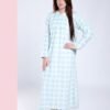 Flora Mode Chemise de nuit longue polaire à carreaux – Réf 18144 – Bleu ciel