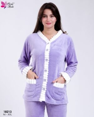 Flora Mode Pyjama polaire boutonné – Réf 18213 – Lavande