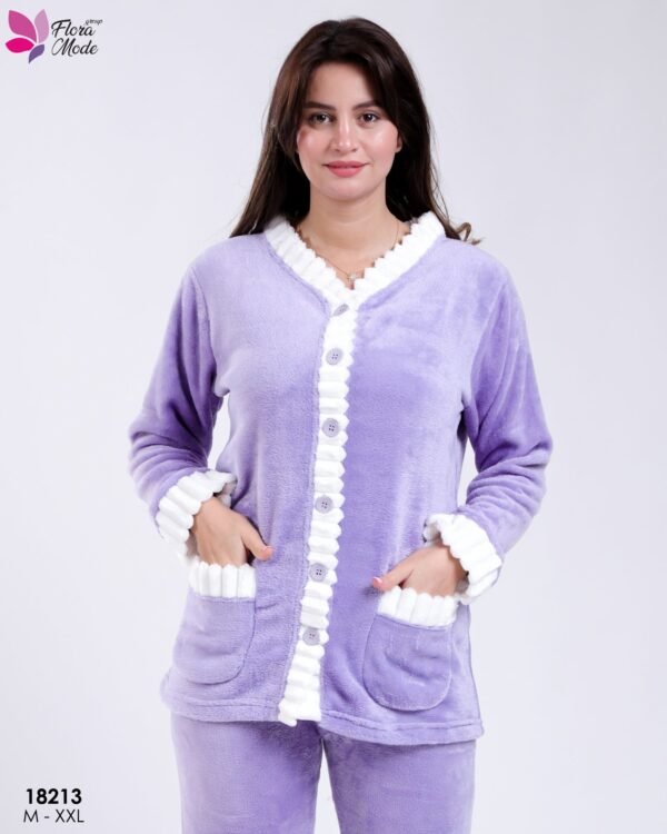 Flora Mode Pyjama polaire boutonné – Réf 18213 – Lavande