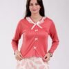 Flora Mode Pyjama nœuds pantalon imprimé plumes – Réf 18214 – Corail