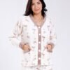 Flora Mode Pyjama polaire boutonné flamants – Réf 18217 – Écru et taupe