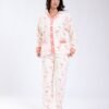 Flora Mode Pyjama polaire boutonné flamants – Réf 18217 – Écru et corail