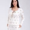 Flora Mode Pyjama côtelé à pois – Réf 18229 – Écru et taupe
