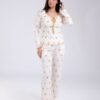 Flora Mode Pyjama côtelé à pois – Réf 18229 – Écru et moutarde