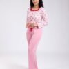 Flora Mode Pyjama vichy cerises dentelle – Réf 18230 – Rose