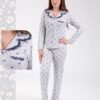 Flora Mode Pyjama chemise imprimé cœurs – Réf 18267 – Gris