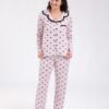 Flora Mode Pyjama chemise imprimé cœurs – Réf 18267 – Rose pâle