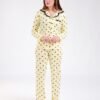 Flora Mode Pyjama chemise imprimé cœurs – Réf 18267 – Jaune pâle
