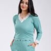 Flora Mode Pyjama côtelé dentelle – Réf 18268 – Vert d'eau