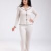 Flora Mode Pyjama chiné col volanté – Réf 18291 – Beige et marron
