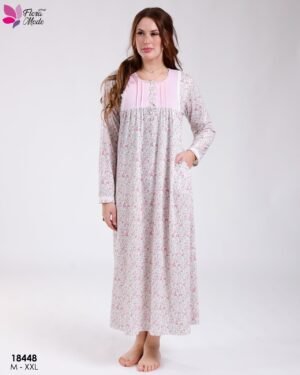 Flora Mode Chemise de nuit longue fleurie – Réf 18448 – Rose fleuri