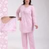 Flora Mode Pyjama tunique imprimé fleurs – Réf 18451 – Rose