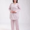 Flora Mode Pyjama tunique imprimé fleurs – Réf 18451 – Beige rosé