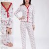 Flora Mode Pyjama vichy cerises dentelle rouge – Réf 18502 – Gris