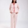Flora Mode Pyjama vichy cerises dentelle rouge – Réf 18502 – Pêche
