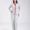 Flora Mode Pyjama vichy cerises dentelle rouge – Réf 18502 – Vert d'eau