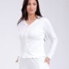 Flora Mode Pyjama côtelé boutonné – Réf 18508 – Blanc