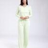 Flora Mode Pyjama côtelé boutonné – Réf 18508 – Vert anis