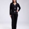 Flora Mode Pyjama côtelé fleurs 3D – Réf 18510 – Noir