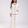 Flora Mode Pyjama côtelé galon – Réf 18512 – Écru