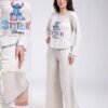 Flora Mode Pyjama imprimé Lilo et Stitch – Réf 18552 – Beige chiné