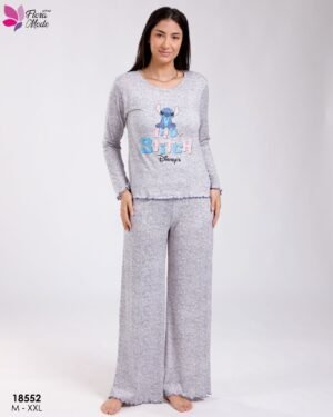 Flora Mode Pyjama imprimé Lilo et Stitch – Réf 18552 – Gris chiné