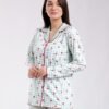 Flora Mode Pyjama chemise vichy cerises – Réf 18560 – Vert d'eau
