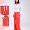 Flora Mode Pyjama haut fleuri pantalon uni – Réf 18566 – Rouge