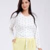 Flora Mode Pyjama haut fleuri pantalon uni – Réf 18566 – Jaune pâle