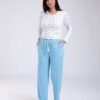 Flora Mode Pyjama haut fleuri pantalon uni – Réf 18566 – Bleu ciel