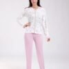 Flora Mode Pyjama boutonné imprimé tulipes – Réf 18614 – Blanc et rose