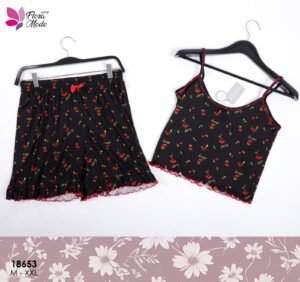 Flora Mode Ensemble débardeur et short imprimé – Réf 18653 – Noir