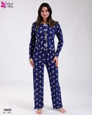 Flora Mode Pyjama imprimé lapins – Réf 18655 – Bleu marine