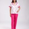 Flora Mode Pyjama chemise imprimé et pantalon côtelé – Réf 18660 – Fuchsia